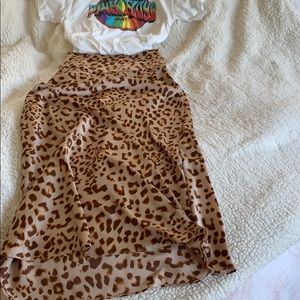 Free people satin leopard print skirt, worn once.